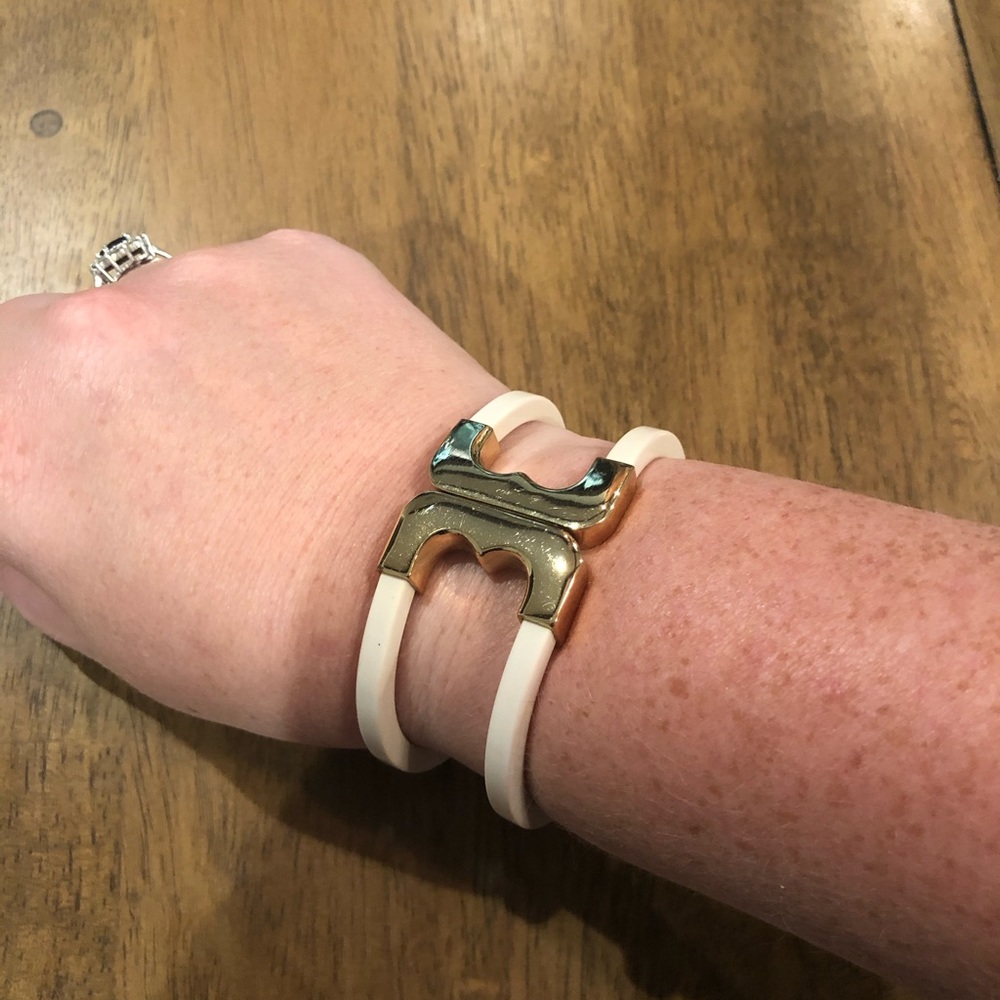 Tory Burch Cuff Bracelet in Ivory and Gold